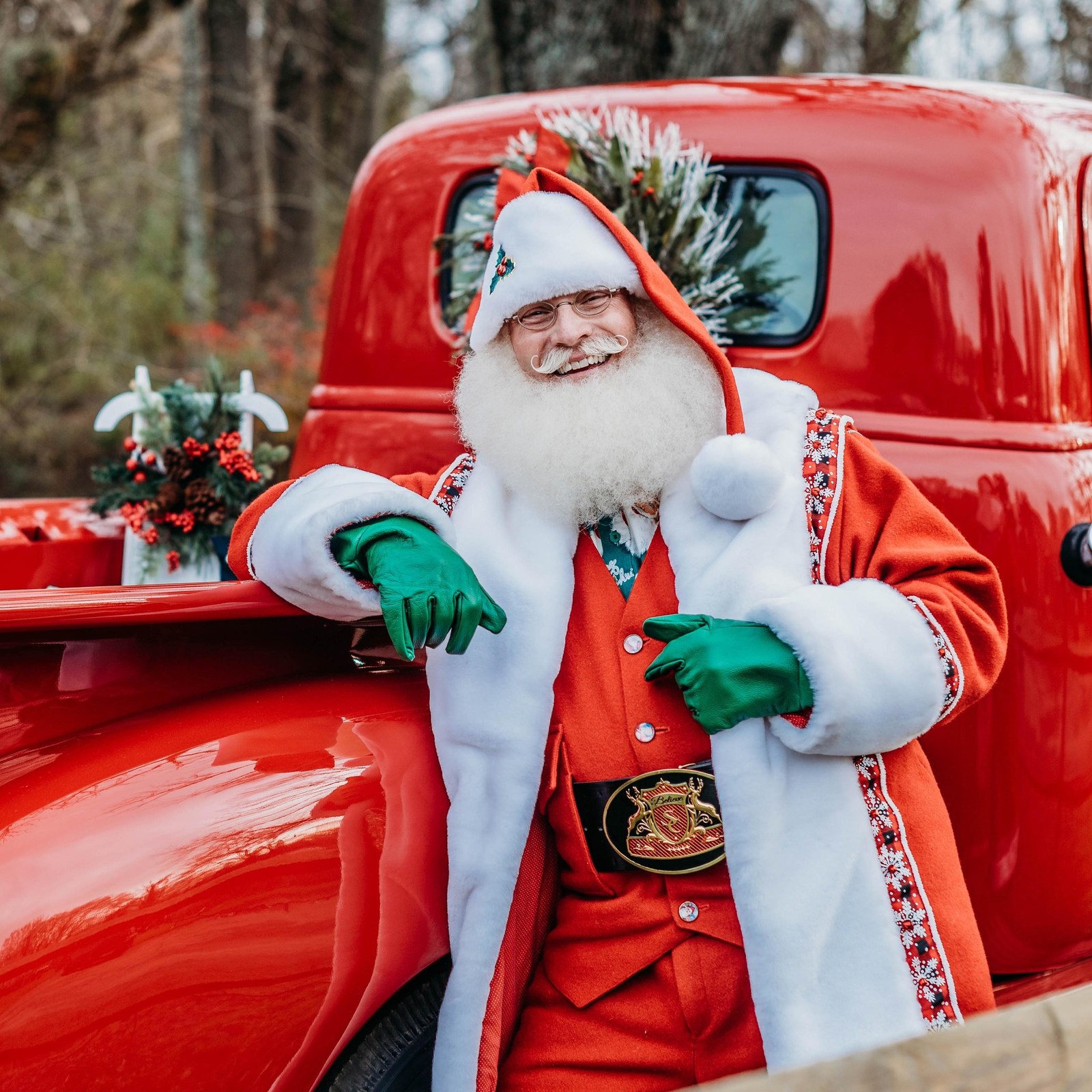 Santa Dept 25 by vintage red truck